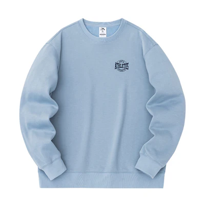 Anta Pullover Fleece Sweatshirt Solid Color Blue Gray Lifestyle Series 952348714-2