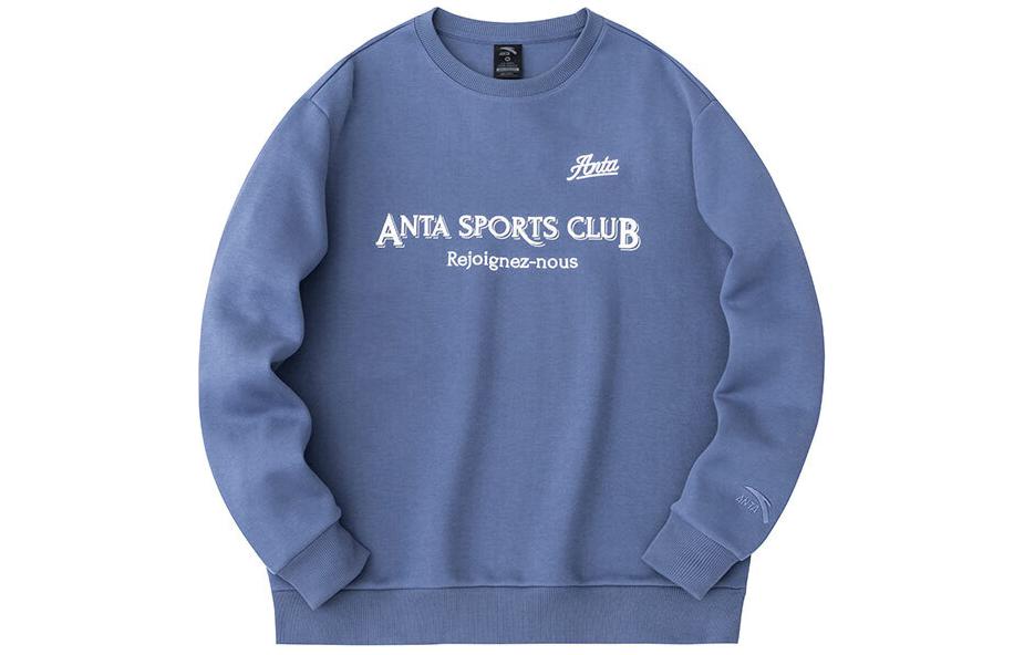 Anta Pullover Sweatshirt Lifestyle Series Letter Print - Dream Blue 152418732-2