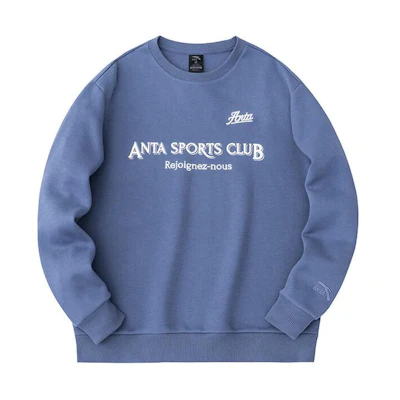 Anta Pullover Sweatshirt Lifestyle Series Letter Print - Dream Blue 152418732-2