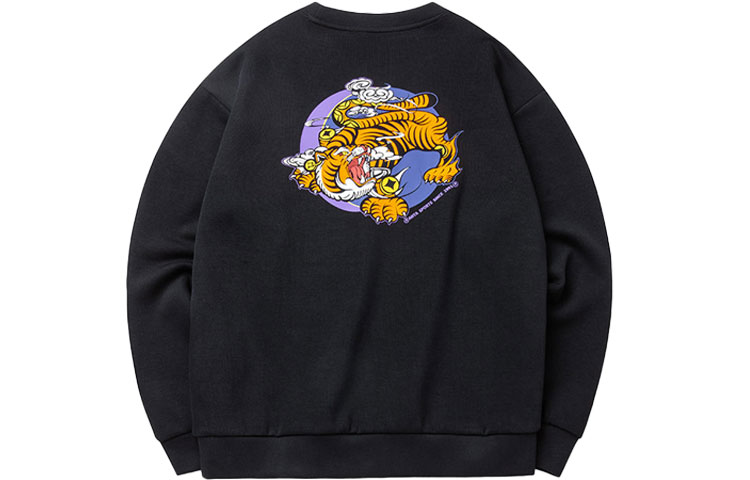 Anta Pullover Sweatshirt Tiger Design Unisex Lifestyle Series Basic Black 952218703-1