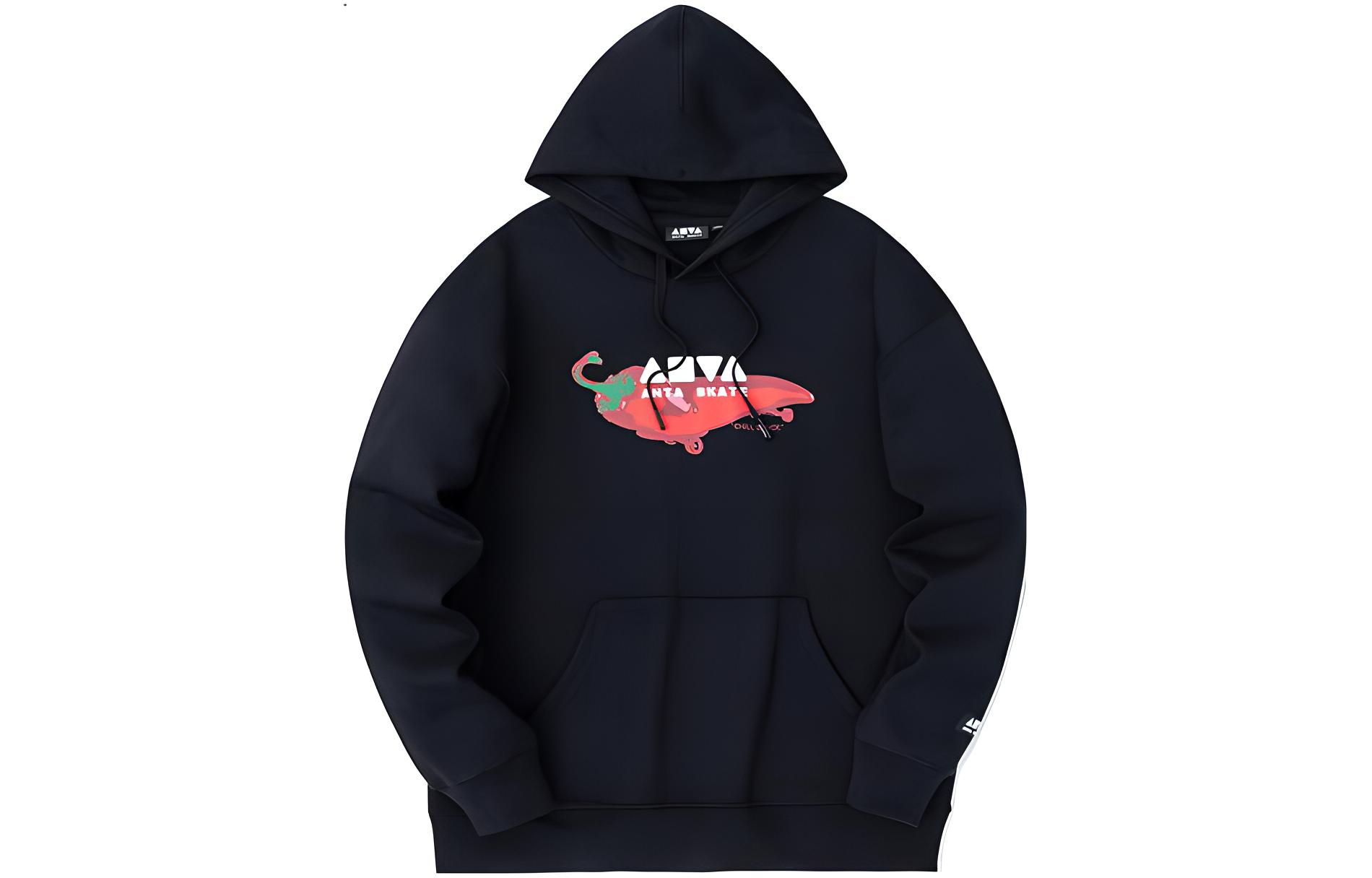 Anta Pullover Sweatshirt Unisex Print Letters Black - Lifestyle Series 152328702-1