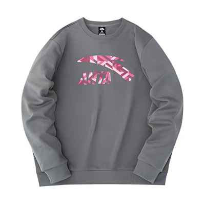 Anta Pullover Sweatshirt with Large Logo Print in Gray (Lifestyle Series) 952248705-4