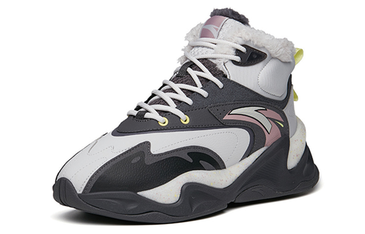 Lookbook 安踏 脉冲 舒适保暖 高帮运动鞋 灰色 加绒