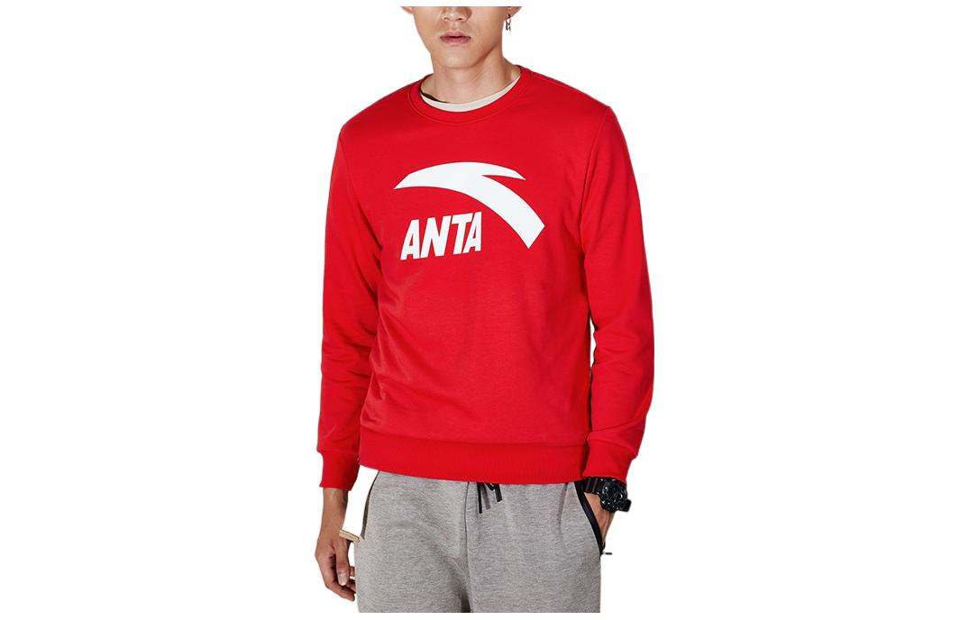 Anta Red Crewneck Sweatshirt with Bold Logo Design 95838733-2