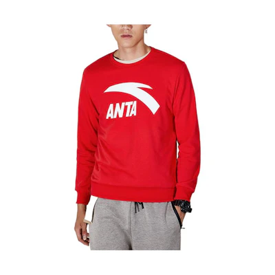 Anta Red Crewneck Sweatshirt with Bold Logo Design 95838733-2
