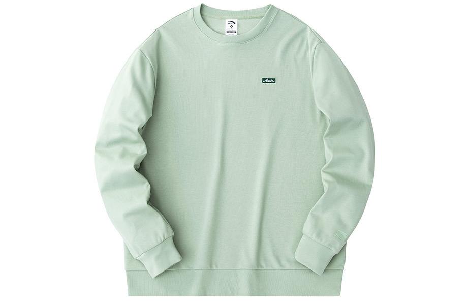 Anta Relaxed Knit Pullover Crewneck Sweatshirt Shooter Green 952418713-5