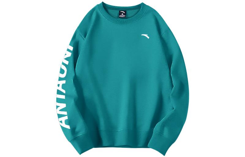 Anta Retro Green Pullover Logo Crewneck Sweatshirt Unisex Lifestyle Series 952038721-5