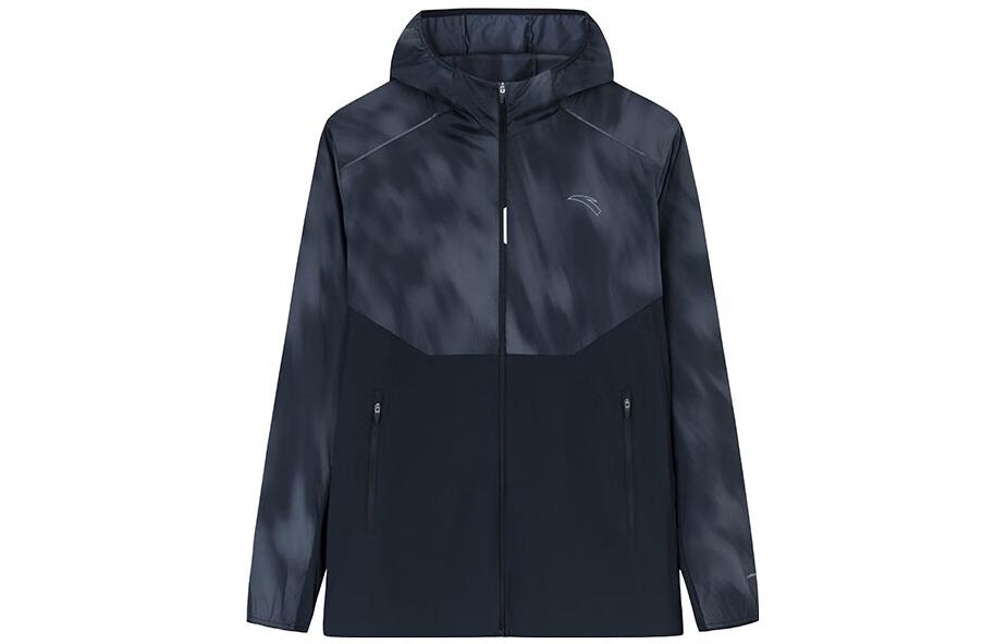 Anta Running Full-Print Logo Colorblock Zip Hoodie Jacket Black - 152335604-1