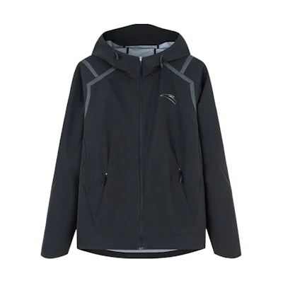 Anta Running FW22 Striped Logo Zip-Up Hoodie Jacket Unisex Black 152245604-4
