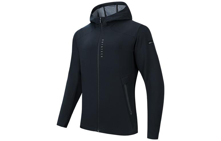 Anta Running Series Black Solid Color Zip-Up Hoodie Jacket 152337608-2