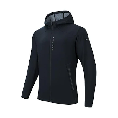 Anta Running Series Black Solid Color Zip-Up Hoodie Jacket 152337608-2