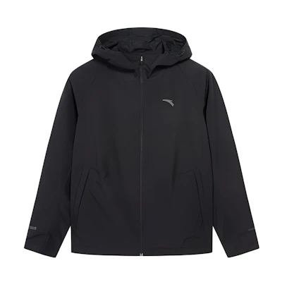 Anta Running Series Black Zip-Up Hoodie with Solid Logo Design 152145603-2