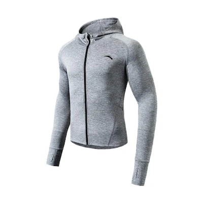 Anta Running Series Full-Print Logo Zipper Grey Hoodie 952035732-1