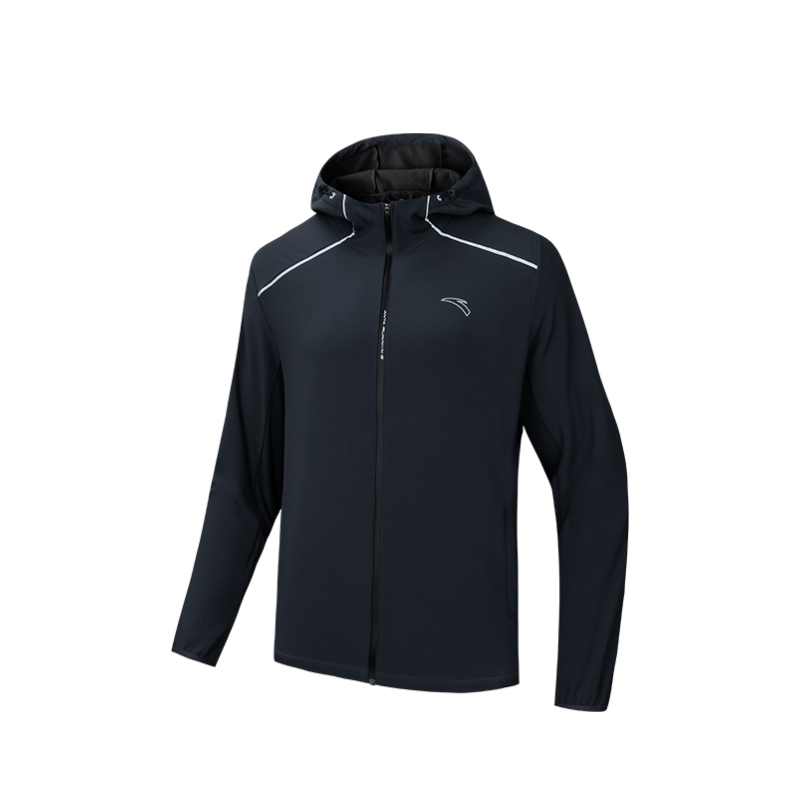 Anta Running Series Logo Hoodie Jacket in Gray 952435601-3