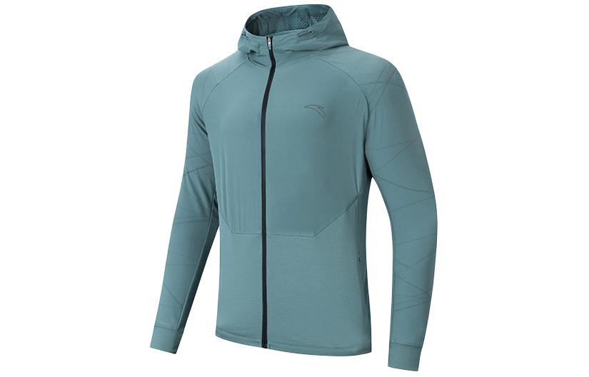 Anta Running Series Sage Green Logo Hooded Breathable Jacket 152415701-3