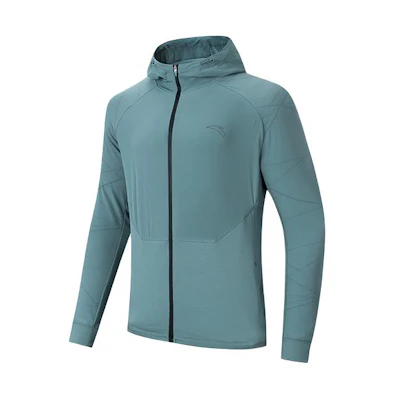 Anta Running Series Sage Green Logo Hooded Breathable Jacket 152415701-3