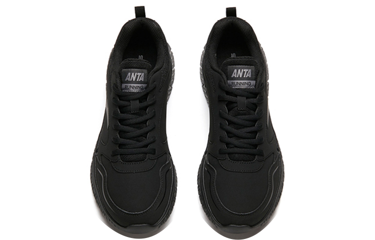 Shop Anta安踏 跑步系列 輕便 低筒 跑步鞋 男款 黑 皮面