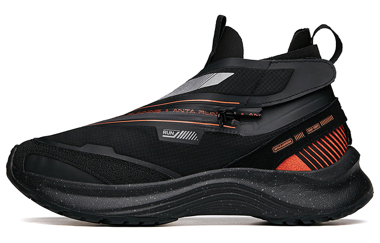 Anta Running Series Sneakers Leather 'Black Orange Silver' 112045529-3