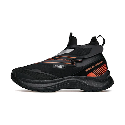 Anta Running Series Sneakers Leather 'Black Orange Silver'