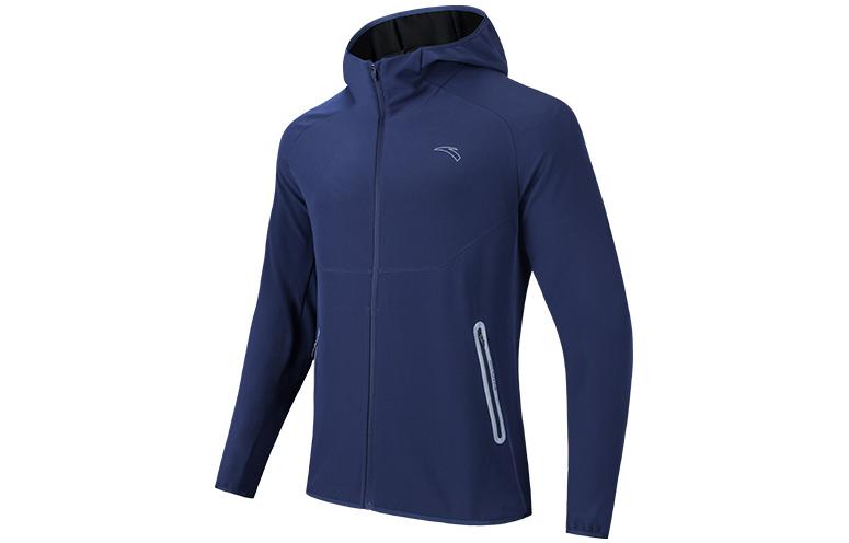 Anta Running Series Solid Color Logo Hooded Woven Jacket Chaos Blue 952335601-2