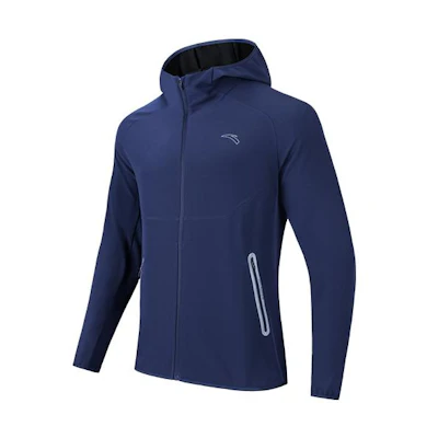 Anta Running Series Solid Color Logo Hooded Woven Jacket Chaos Blue 952335601-2