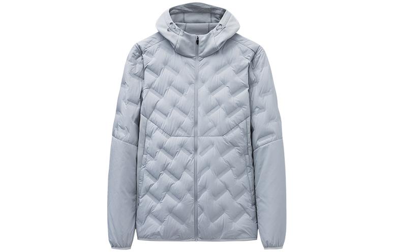 Anta Running Series Solid Color Zip-Up Fleece Hoodie Jacket - Stone Gray 152345602-1