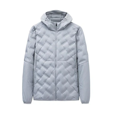 Anta Running Series Solid Color Zip-Up Fleece Hoodie Jacket - Stone Gray 152345602-1