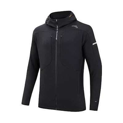 Anta Running Series Solid Color Zip-Up Hooded Jacket - Basic Black 152415608-1