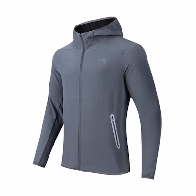 Anta Running Series Solid Logo Hooded Woven Jacket Pathway Gray 952335601-4