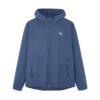 Anta Running Series Solid Logo Print Zip Hoodie Jacket Harbor Blue 152235601-3