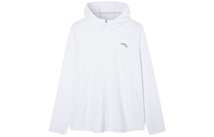 Anta Running Series SS22 White Logo Print Zip Hoodie Jacket - Fall Edition 952225628-2