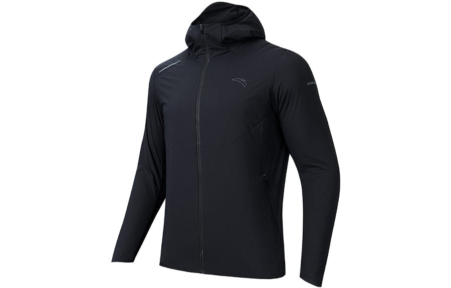 Anta Running Series Thickened Black Hooded Jacket for Warmth & Comfort 152345601-2