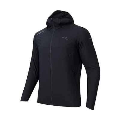 Anta Running Series Thickened Black Hooded Jacket for Warmth & Comfort 152345601-2