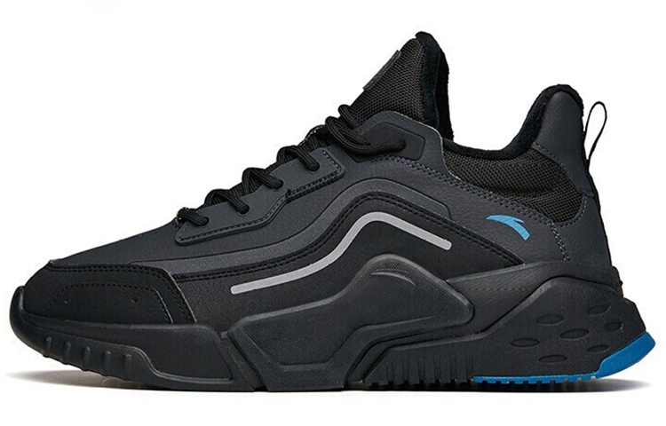 Anta Runninng Series Sneakers Leather Fleeced 'Black Blue'