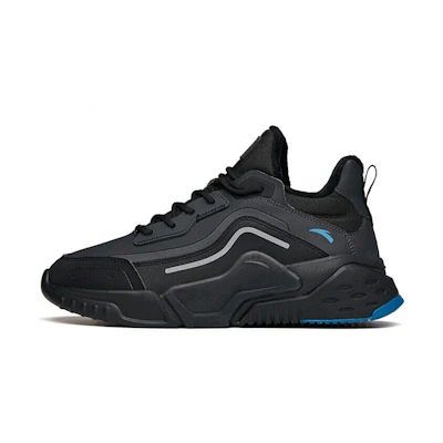 Anta Runninng Series Sneakers Leather Fleeced 'Black Blue'
