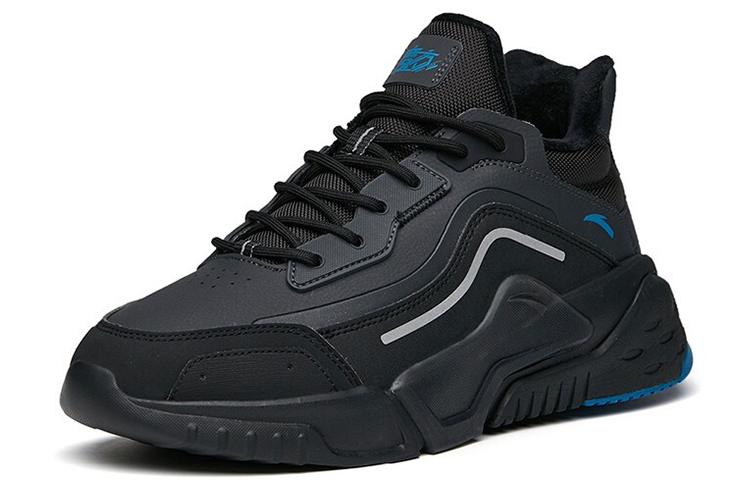 Anta Runninng Series Sneakers Leather Fleeced 'Black Blue' 圖 2
