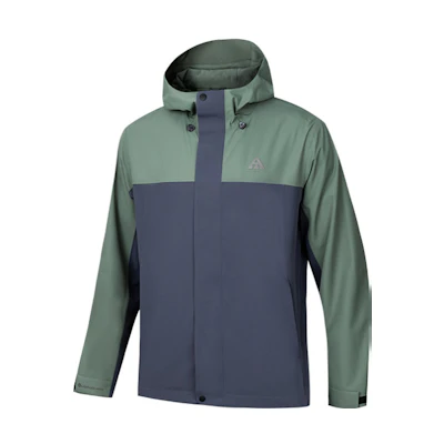 Anta Shell 20 Waterproof Windbreaker Jacket - Green Gray Outdoor Casual 952437617-4