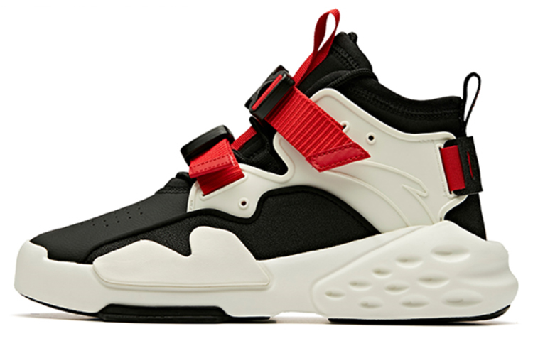Anta Shock-Absorption Non-slip Wear-resistant High-Top Sneakers 'White Black Red' 11948080-4