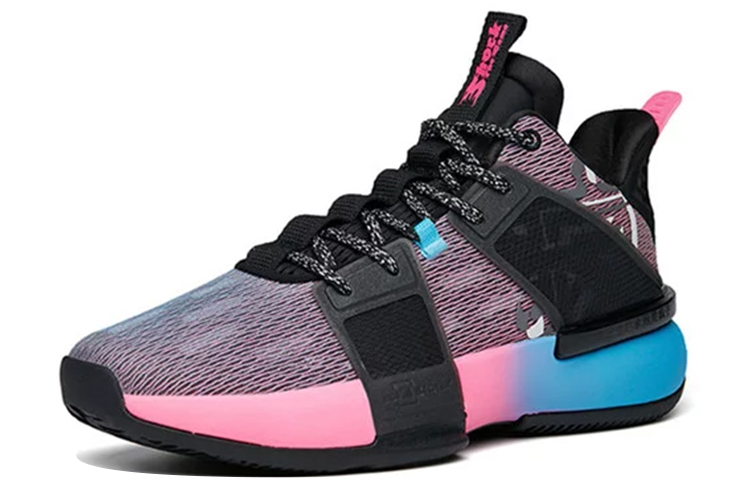 Lookbook 安踏 冲击3 防滑耐磨 高筒籃球鞋 黑粉藍