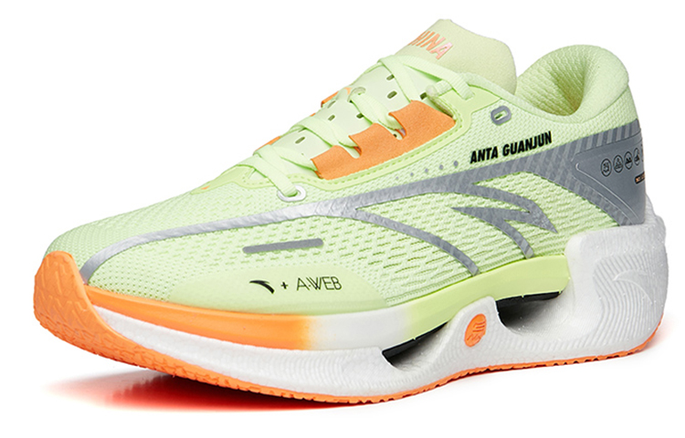Order Anta安踏 震浪 氮科技 專業長距離 透氣輕便 低筒 跑步鞋 男款 綠橙銀
