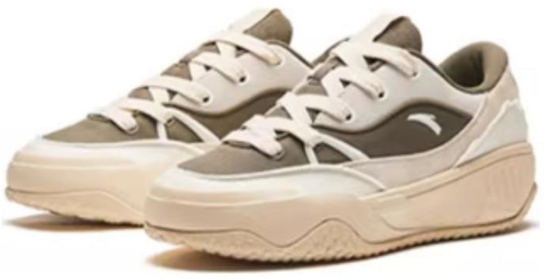 安踏 曲奇鞋 耐磨透氣 低幫 板鞋 男款 米色 Lookbook 安踏 曲奇鞋 耐磨透氣 低幫 板鞋 男款 米色