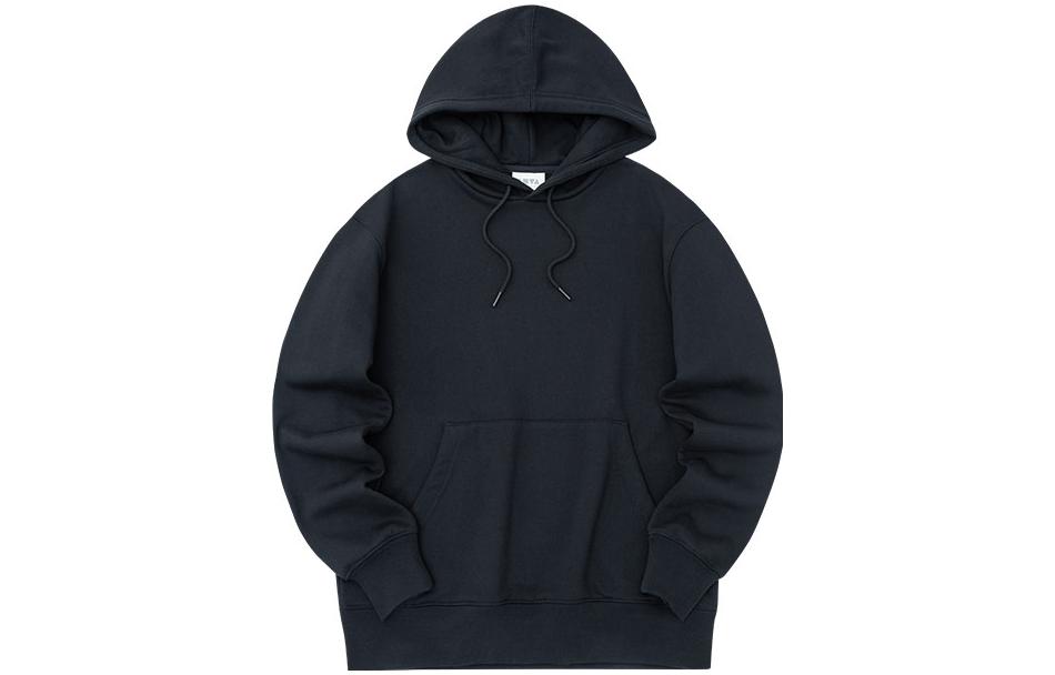 Anta Skateboarding Hoodie Unisex Black - Loose Fit Solid Color with Drawstring 172238709-3