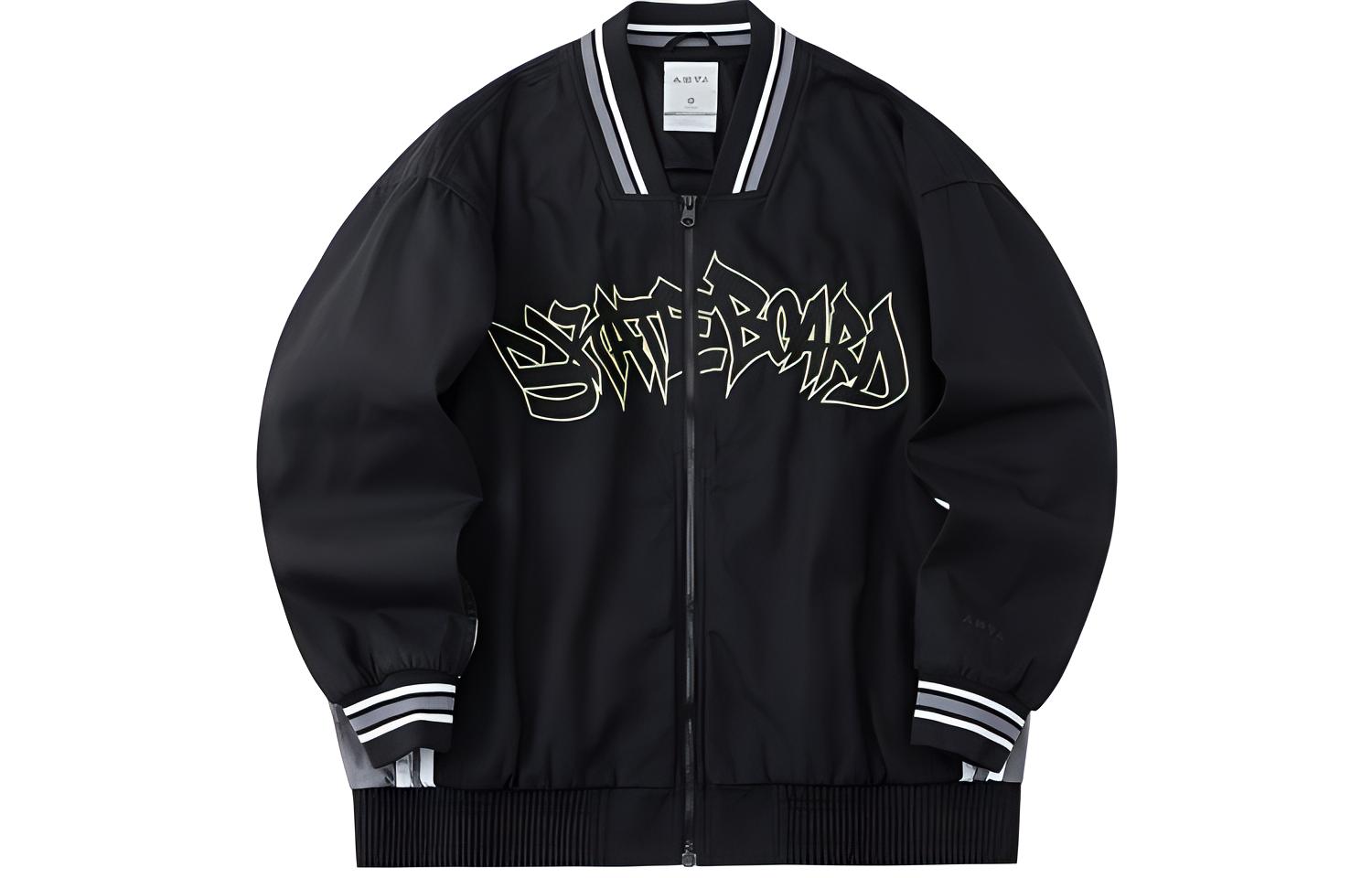 Anta Skateboarding Series Letter Print Woven Jacket Unisex Black 172218609-3