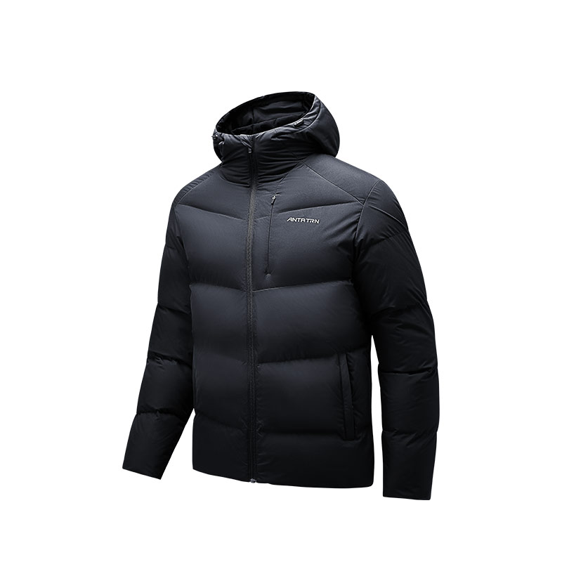 Anta Snow Shell Black Hooded Down Jacket - Water & Windproof, Warm Tech. 952447923-3