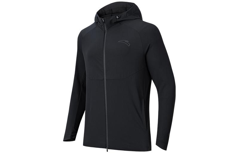 Anta Solid Color Hooded Long-Sleeve Jacket - Black 152315602-3