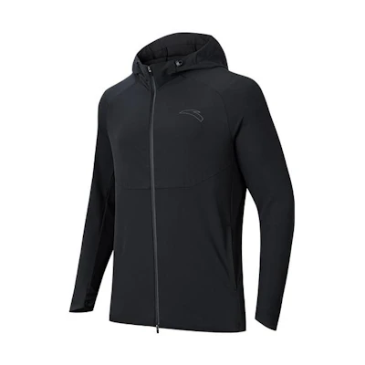 Anta Solid Color Hooded Long-Sleeve Jacket - Black 152315602-3