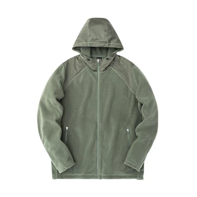 Anta Solid Color Knit Sports Hoodie Jacket in Dark Green Khaki 152310706-1