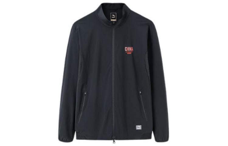 Anta Solid Color Letter Print Stand Collar Zip Jacket 152230601-3