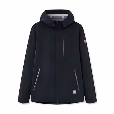 Anta Solid Color Letter Print Zip Hoodie Jacket - Black 152230602-3
