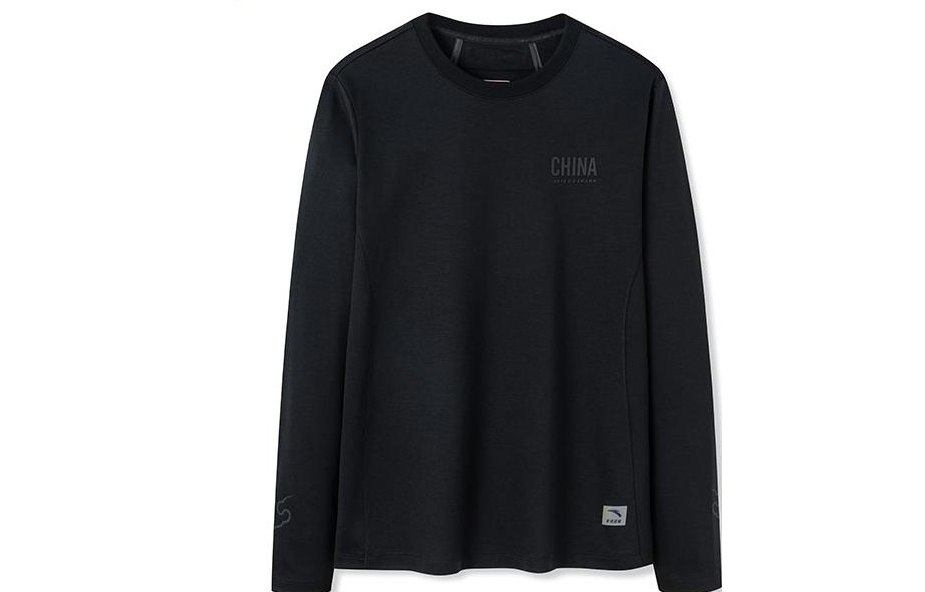 Anta Solid Color Logo Crewneck Sweatshirt Basic Black 152230404-2